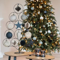 Luxe Glazen Kerstbal Met Reliëf 10 Cm Champagne