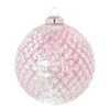 Luxe Glazen Kerstbal Met Reliëf 10 Cm Roze