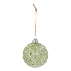 Luxe Kerstbal Antiek Geometrisch | Glas | Groen-goud | 10cm