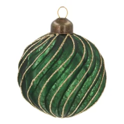 Luxe Kerstbal Antiek Swirl | Glas | Groen-goud | 8cm