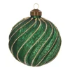 Luxe Kerstbal Antiek Swirl | Glas | Groen-goud | 10cm