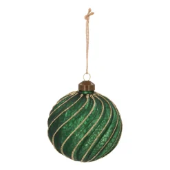 Luxe Kerstbal Antiek Swirl | Glas | Groen-goud | 10cm