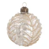 Luxe Kerstbal Bladnerf Relief | Champagne | Glas | 8cm