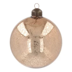 Luxe Kerstbal Craquelé | Glas | Champagne | 10cm