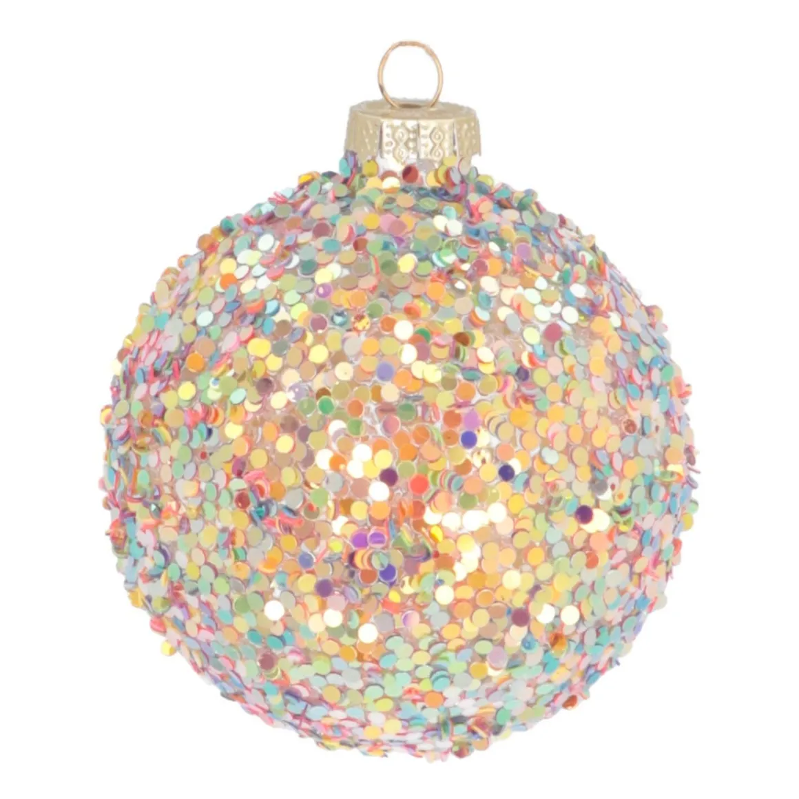 Luxe Kerstbal Gekleurd Glitter | Multi | Glas | 8cm