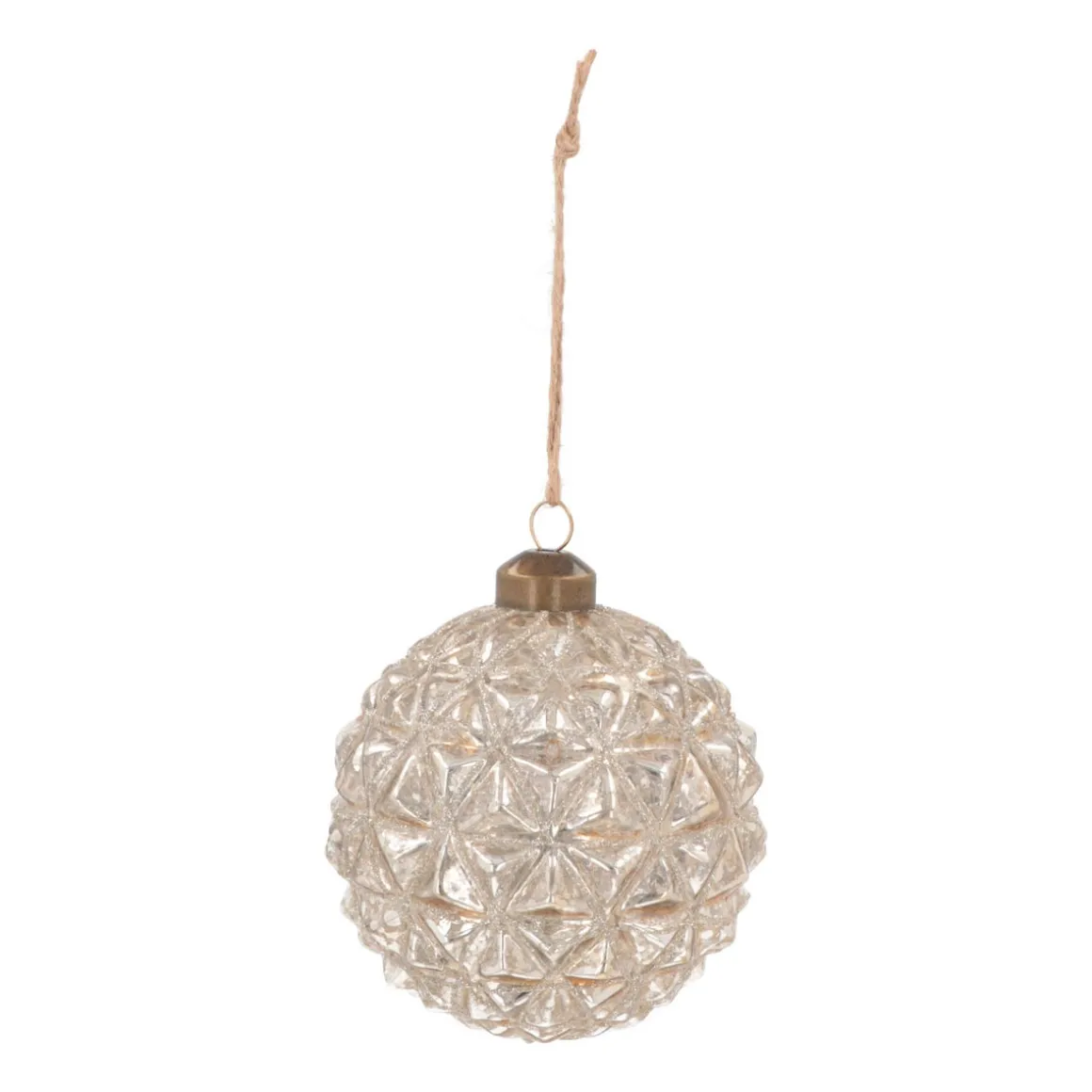 Luxe Kerstbal Geometrisch Craquelé | Glas | Champagne | 10cm