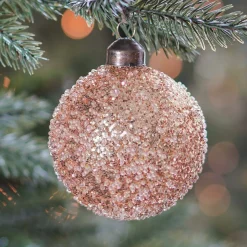 Luxe Kerstbal Glitter | Koper | Glas | 8cm