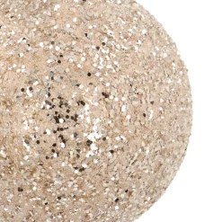 Luxe Kerstbal Glitterkralen | Champagne | Glas | 8cm
