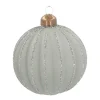 Luxe Kerstbal Mat Met Relief Strepen | Cottage-green | Glas | 8cm