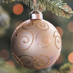 Luxe Kerstbal Met Krul | Lichtgoud | Mat | Glas | 8 Cm