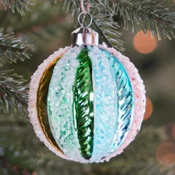 Luxe Kerstbal Met Pareltjes & Glitter | Glas | Multikleur | 8cm