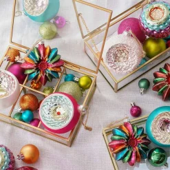 Luxe Kerstbal Met Reflector | Glas | Fuchsiaroze | 8cm