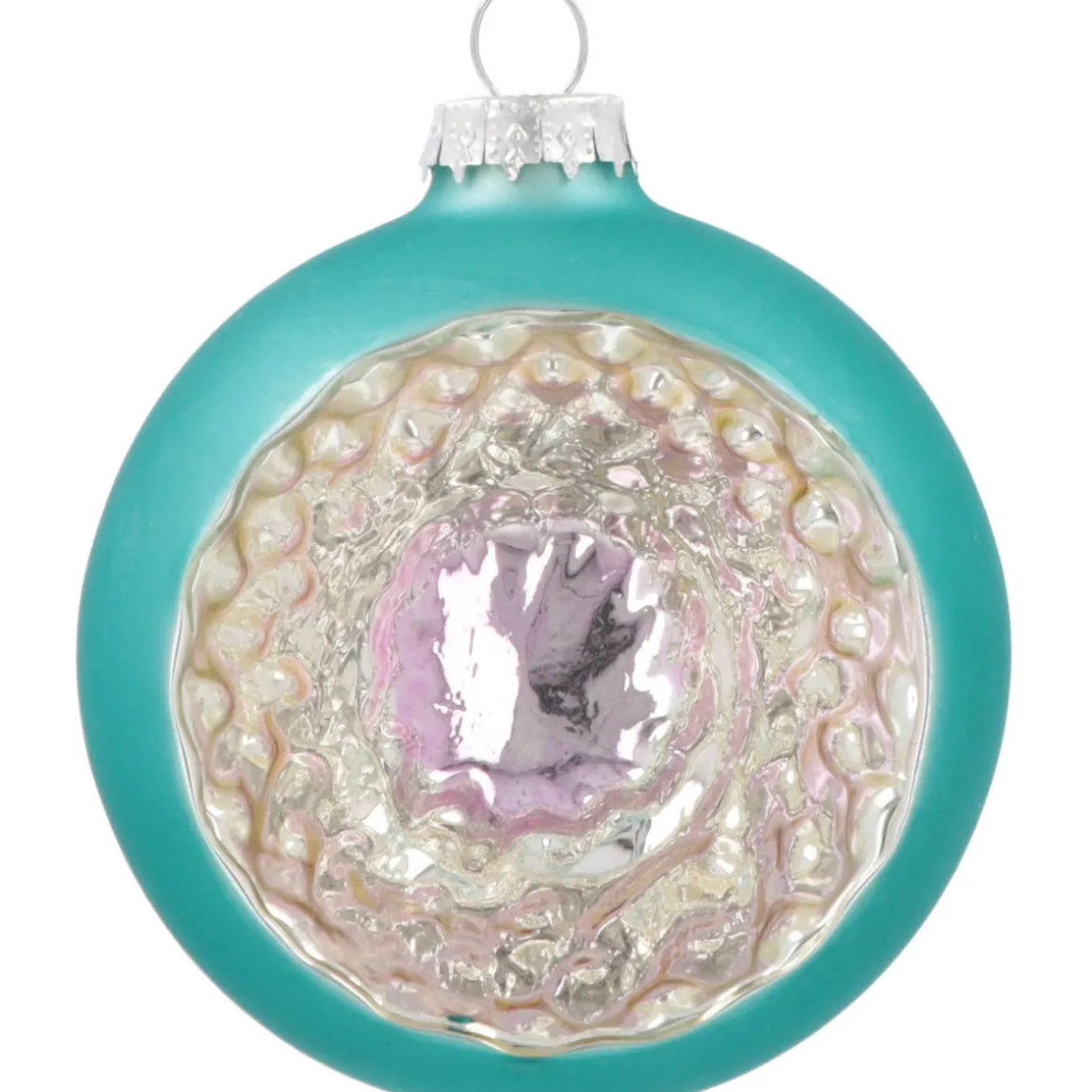 Luxe Kerstbal Met Reflector | Glas | Tealblauw | 8cm