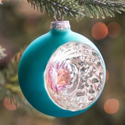 Luxe Kerstbal Met Reflector | Glas | Tealblauw | 8cm