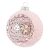 Luxe Kerstbal Met Reflector | Glas | Roze | 8cm
