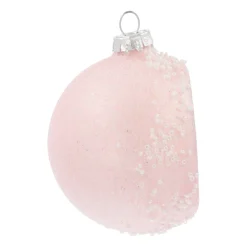 Luxe Kerstbal Met Reflector | Glas | Roze | 8cm