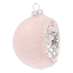 Luxe Kerstbal Met Reflector | Glas | Roze | 8cm