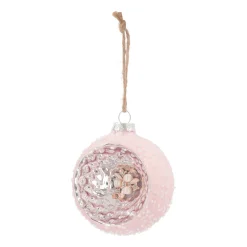 Luxe Kerstbal Met Reflector | Glas | Roze | 8cm