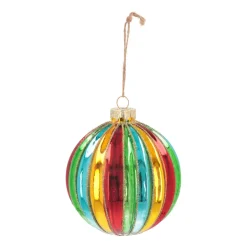 Luxe Kerstbal Met Verticaal Relief | Glas | Multi | 10cm