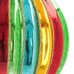 Luxe Kerstbal Met Verticaal Relief | Glas | Multi | 10cm