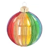 Luxe Kerstbal Met Verticaal Relief | Glas | Regenboog | 8cm