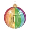 Luxe Kerstbal Met Verticaal Relief | Glas | Regenboog | 10cm