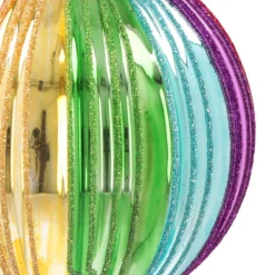 Luxe Kerstbal Met Verticaal Relief | Glas | Regenboog | 10cm