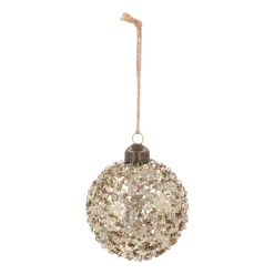 Luxe Kerstbal Pailletten | Glas | Taupe | 8cm