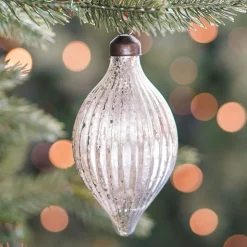 Luxe Kerstbal Pegelvorm | Antiek-champagne | Glas | 12cm