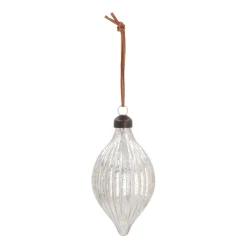 Luxe Kerstbal Pegelvorm | Antiek-champagne | Glas | 12cm