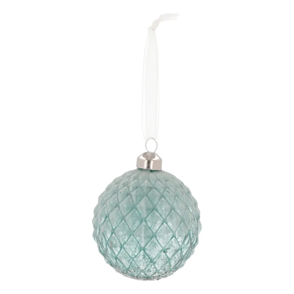 Luxe Kerstbal Ruiten Frost | Glas | Blauw | 8cm