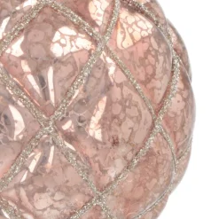 Luxe Kerstbal Ruitjes | Glas | Antiek Roze | 8cm