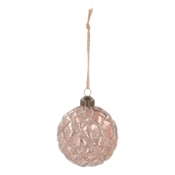 Luxe Kerstbal Ruitjes | Glas | Antiek Roze | 8cm