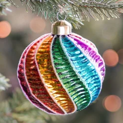Luxe Kerstbal Swirl | Glas | Multi | 8cm