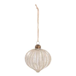 Luxe Kerstbal Ui-vorm Craquelé | Glas | Champagne | 8cm