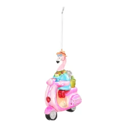 Luxe Kersthanger Flamingo Met Scooter 13cm