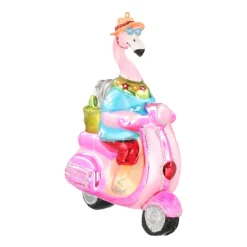 Luxe Kersthanger Flamingo Met Scooter 13cm