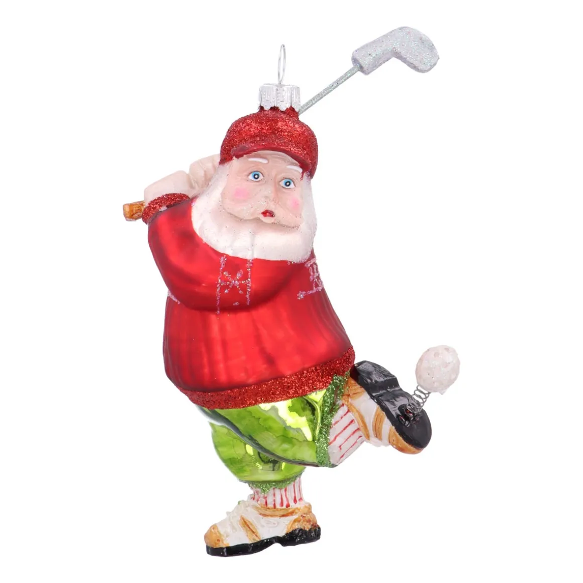 Luxe Kersthanger Golfende Kerstman 13cm