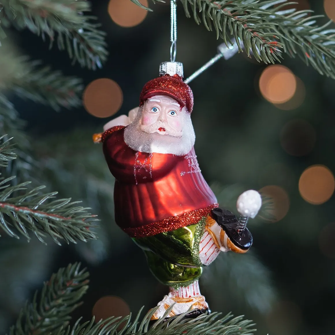Luxe Kersthanger Golfende Kerstman 13cm