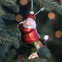 Luxe Kersthanger Golfende Kerstman 13cm