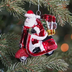Luxe Kersthanger Kerstman Met Scooter 11cm
