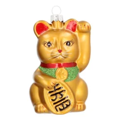 Luxe Kersthanger Maneki Neko - Zwaaiende Kat 11 Cm