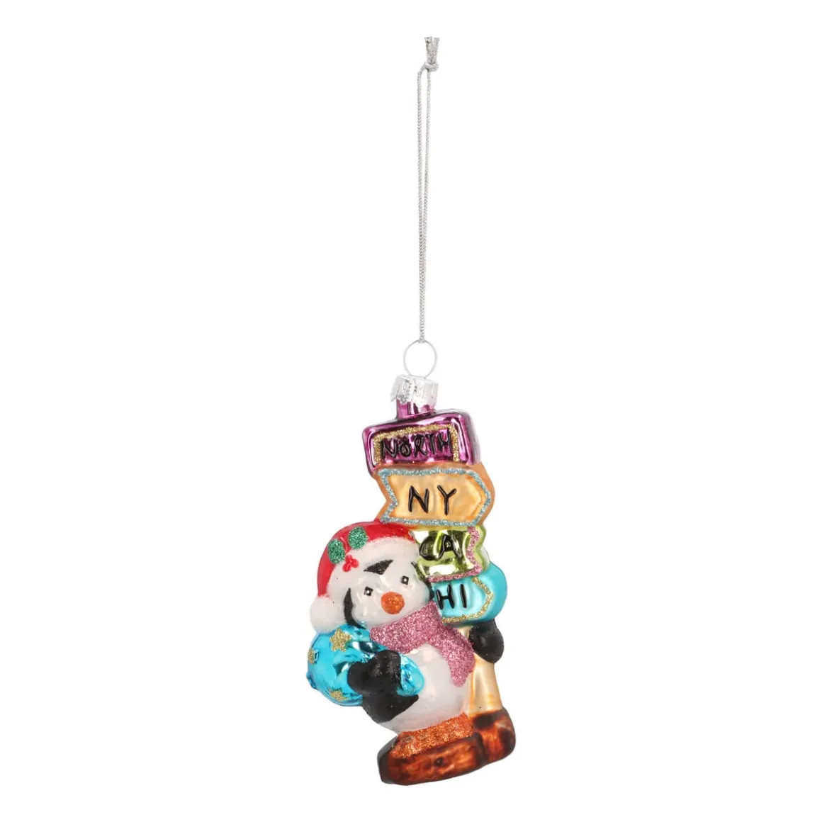 Luxe Kersthanger Pinguin Met Wegwijzer 10cm