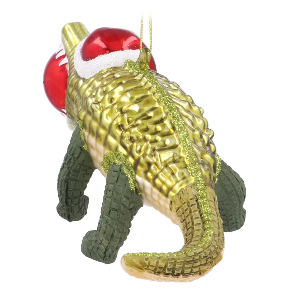 Luxe Krokodil Kersthanger Met Kerstmuts En Kerstbal