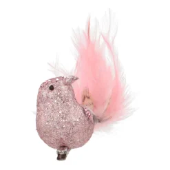 Luxe Vogel Op Clip | Oudroze | Echte Veren | 18cm