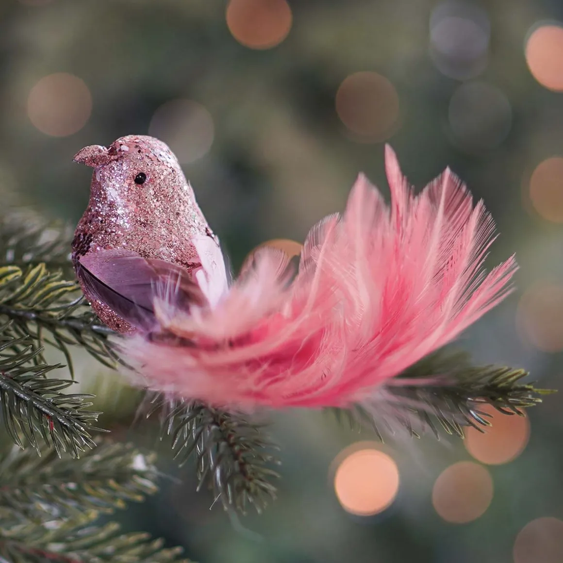 Luxe Vogel Op Clip | Oudroze | Echte Veren | 18cm