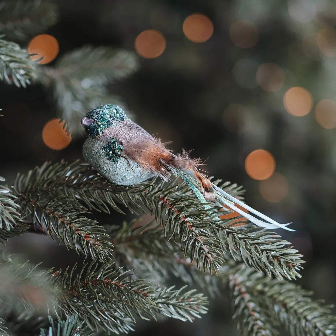 Luxe Vogel Op Clip | Teal-blauw | Echte Veren | 16cm