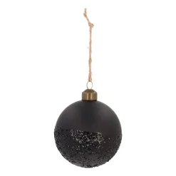 Matzwarte Kerstbal Met Zwarte Glitterdip