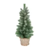 Mini Kerstboom Met Frost | 56 Cm | Incl. Rieten Mandje