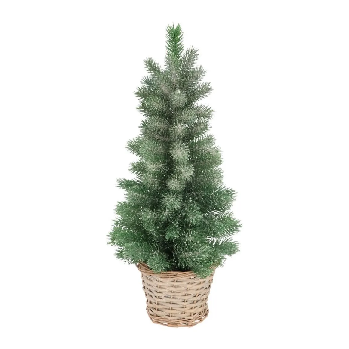 Mini Kerstboom Met Frost | 56 Cm | Incl. Rieten Mandje